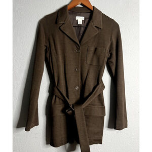 Ann Taylor Women‎ Size 2 Brown Button Up Wool Blend Pea Trench Coat Classic Fall